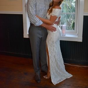 Elegant White Lace Off-Shoulder Prom Dress